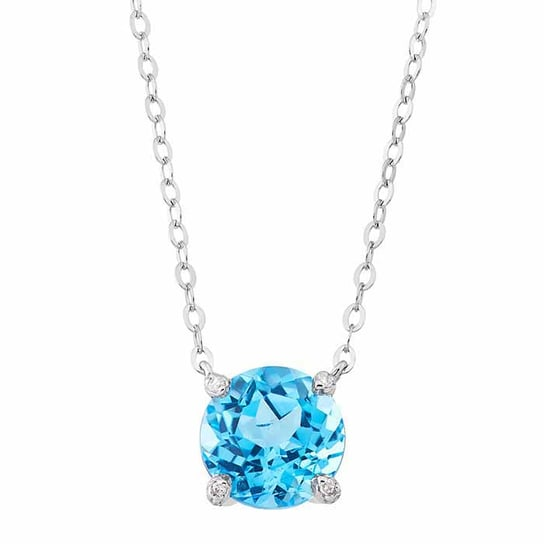 10K White Gold Swiss Blue Topaz- & Diamond-Set Necklace