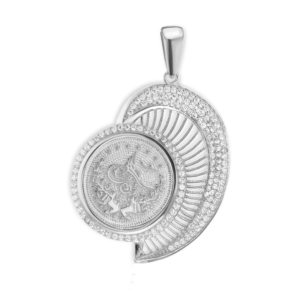 Sterling Silver Turkish Coin Pendant (42 x 30 mm)