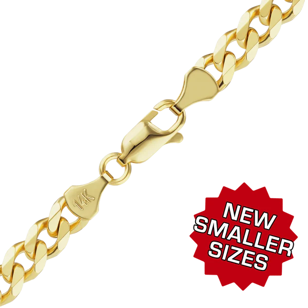 Semi-Solid Curb Bracelet in 14K Yellow Gold (1.80 mm - 7.30 mm)