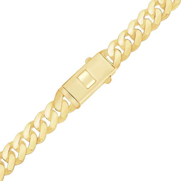Handmade Semi-Solid Cuban Curb Bracelet in 14K Yellow Gold (4.00 mm - 11.00 mm)