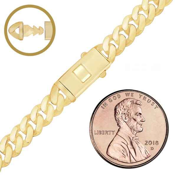 Handmade Semi-Solid Cuban Curb Bracelet in 14K Yellow Gold (4.00 mm - 11.00 mm)
