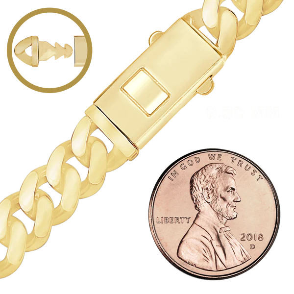Handmade Semi-Solid Cuban Curb Bracelet in 14K Yellow Gold (4.00 mm - 11.00 mm)
