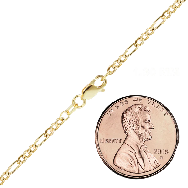 Classic Figaro Semi-Solid Bracelet in 14K Yellow Gold (1.80 mm - 6.60 mm)